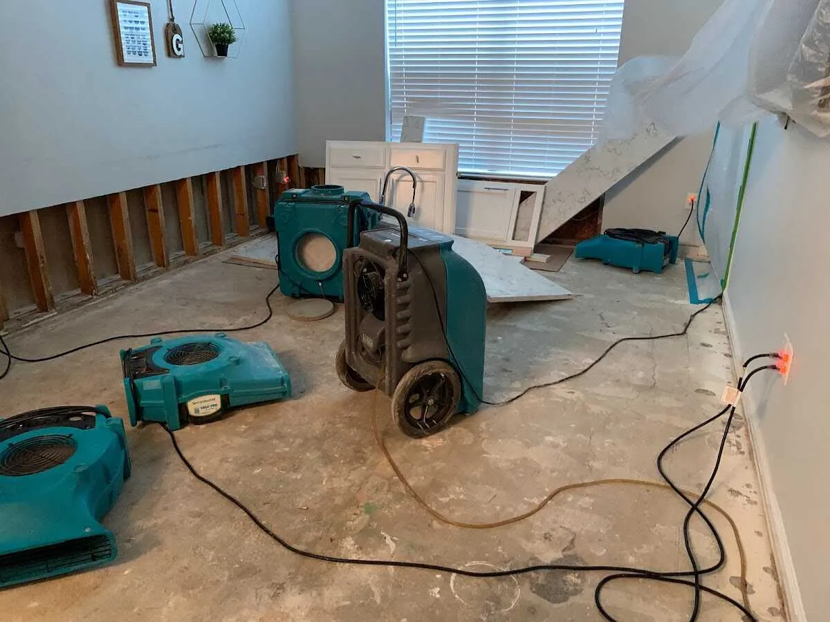 Dehumidifier in flood-cut room for Water Damage Restoration in Mount Prospect